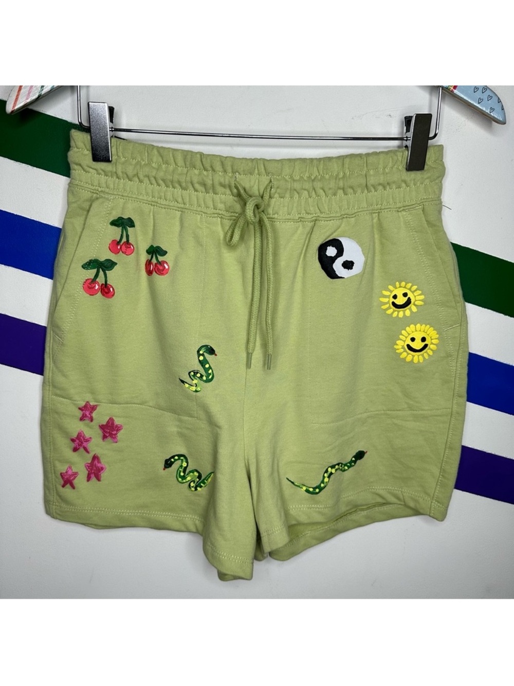 NEW Urban Outfitters x Coney Island Picnic Icons Knit Shorts Green M doodle